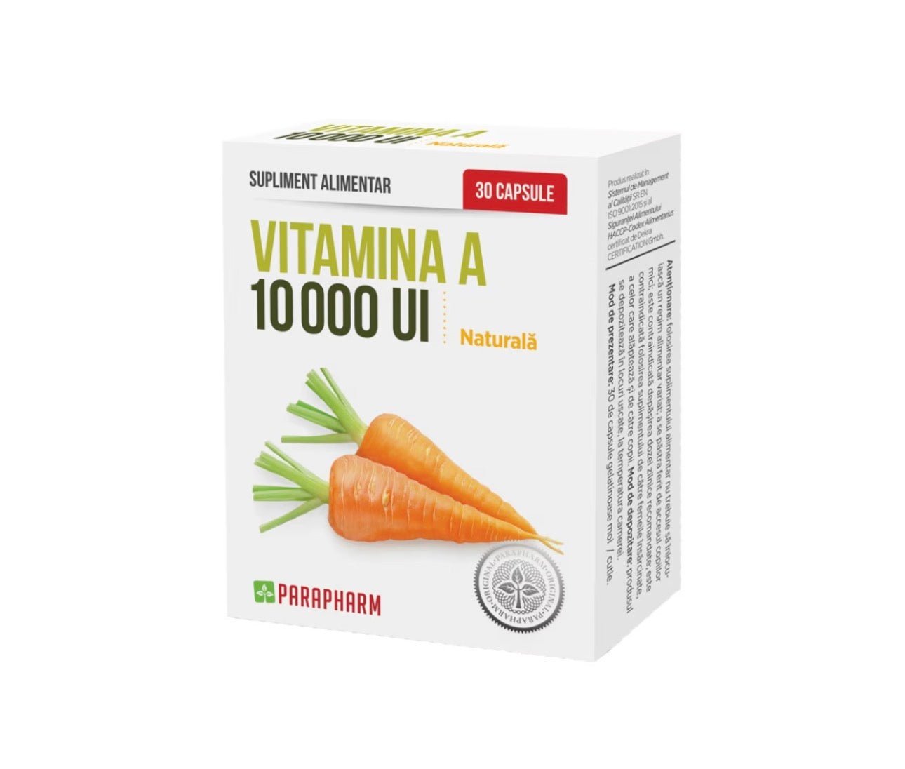 Vitamina A 10000 UI, 30 capsule, Parapharm - Cheia Sănătății