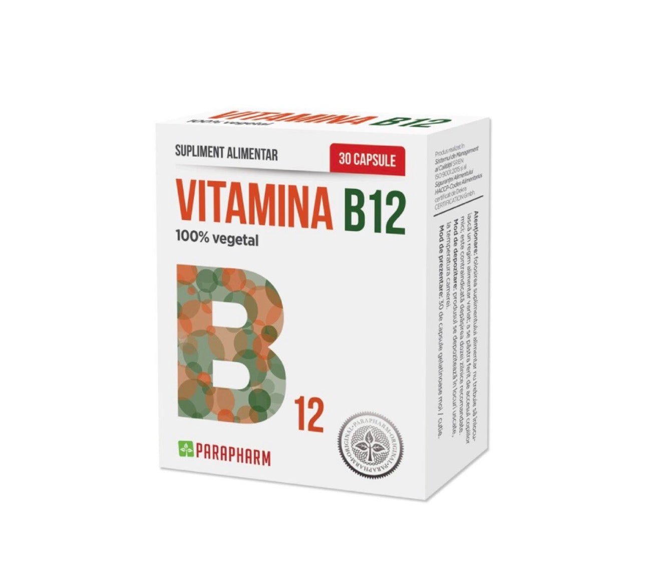 Vitamina B12, 30 capsule, Parapharm - Cheia Sănătății