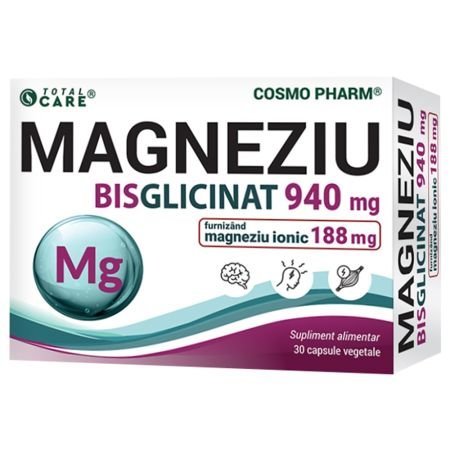Magneziu Bisglicinat, 940 mg, 30 capsule vegetale, Cosmo Pharm - Cheia Sănătății
